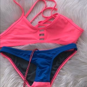 Pink Jolyn top and pink and blue Jolyn bottoms